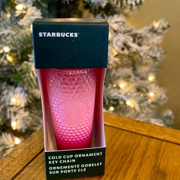 STARBUCKS Pink Blush Waxberry Gradient Bling Studded Keychain Ornament - Picture 1 of 4